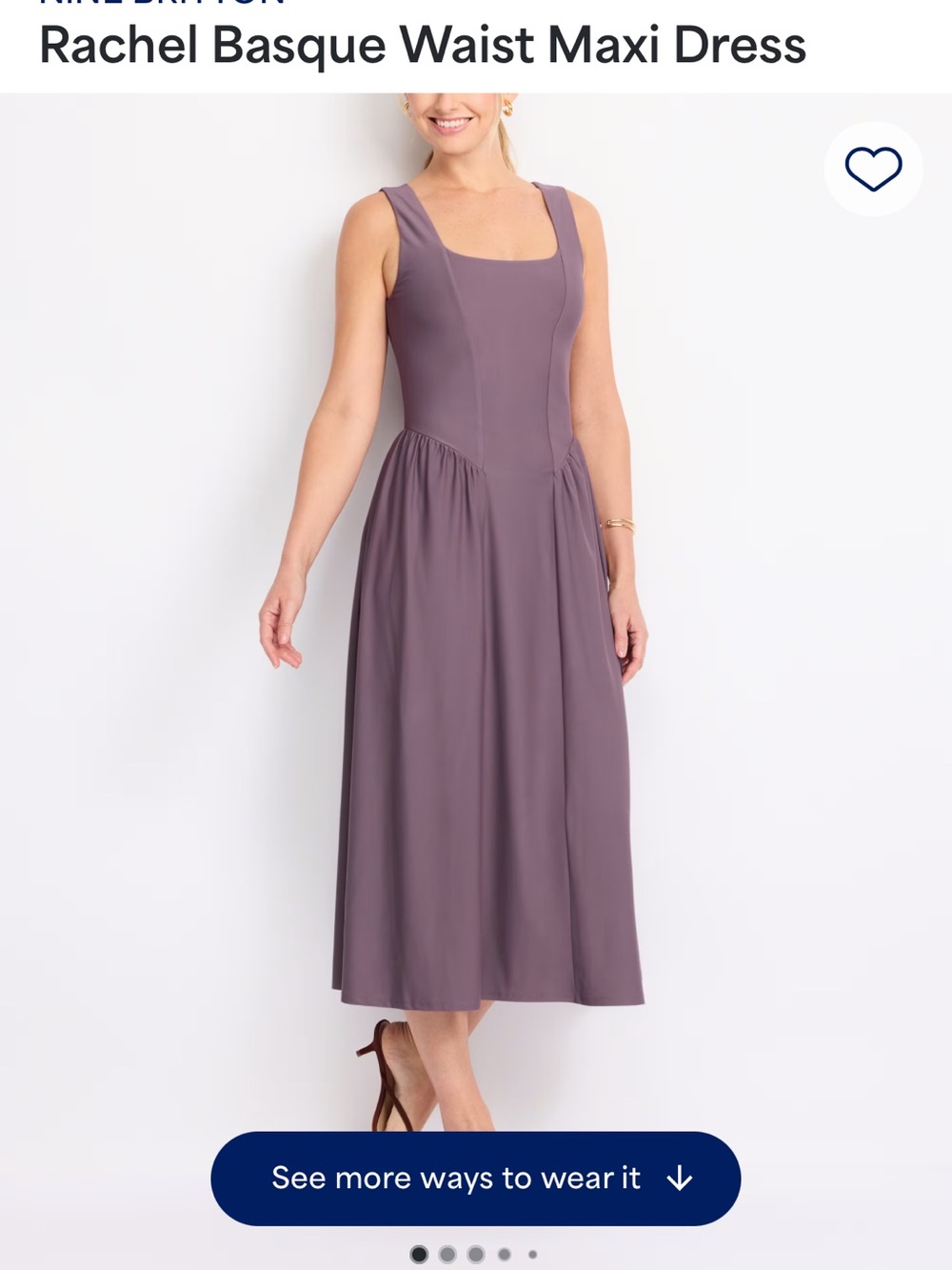 NWT Rachel Mauve Square-Neck Basque Waist Maxi.  Size large.